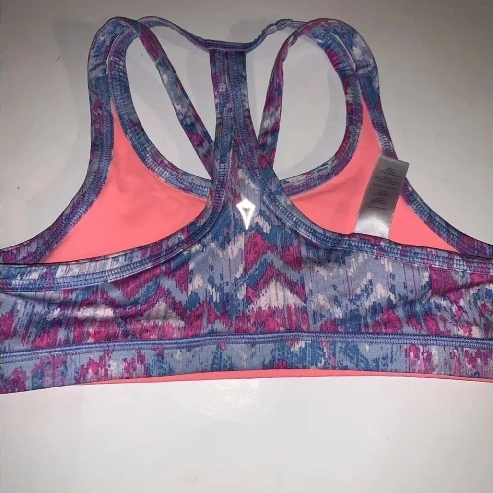 Ivivva by Lululemon Drill Sports Bra Blue/Pink Print Size L (12) Girls